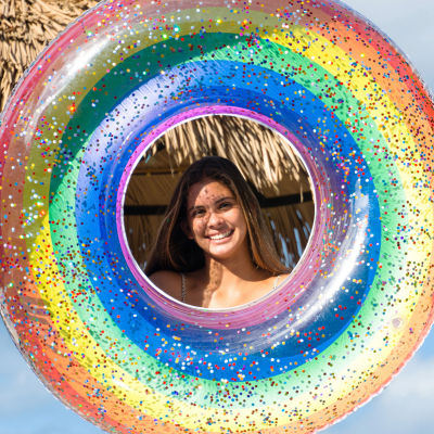 PoolCandy Classic Rainbow Glitter Pool Tube Jumbo 48IN