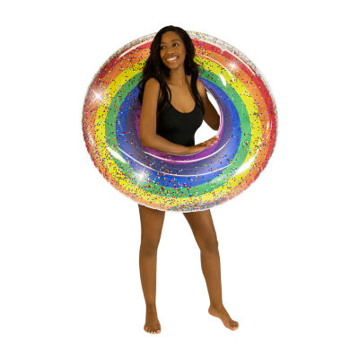 PoolCandy Classic Rainbow Glitter Pool Tube Jumbo 48IN