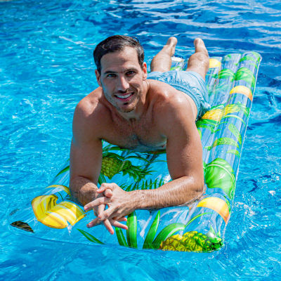 PoolCandy  Deluxe Pool Raft  74IN X 30IN   Tropical Print