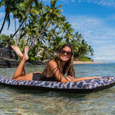 PoolCandy Leopard Print Deluxe Pool Raft 74IN X 30IN