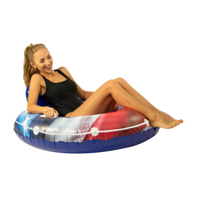 PoolCandy Stars & Stripes Deluxe Heavy-Duty River Tube With Back Rest