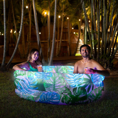 PoolCandy Illuminated Sunning Pool With Bluetooth - Tropical Palms (Day & Night)