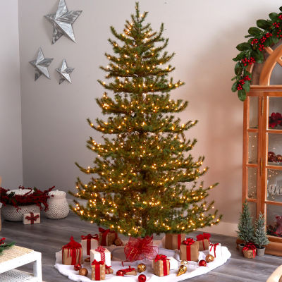 Nearly Natural Faux 8 Foot Pre-Lit Pine Christmas Tree