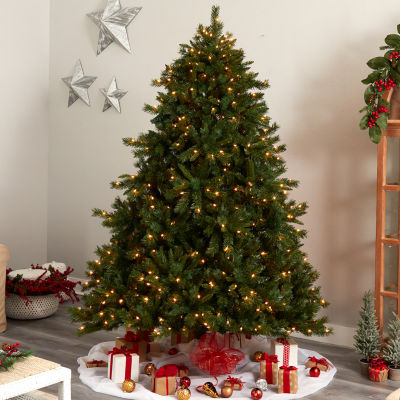 Nearly Natural Faux 8 Foot Pre-Lit Pine Christmas Tree