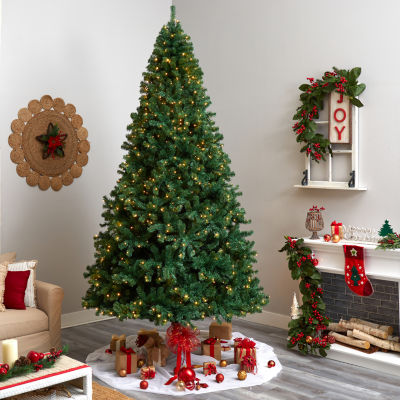 Nearly Natural Faux Douglas 11 Foot Pre-Lit Christmas Tree