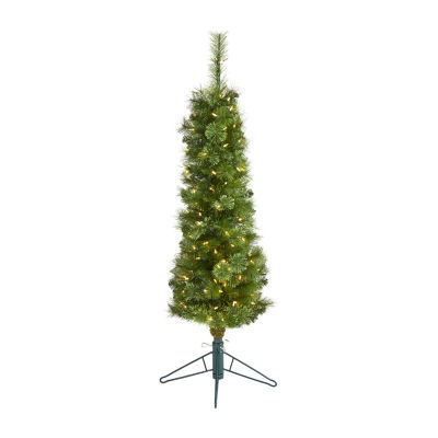 Nearly Natural Green Pencil Faux 4 Foot Pre-Lit Christmas Tree