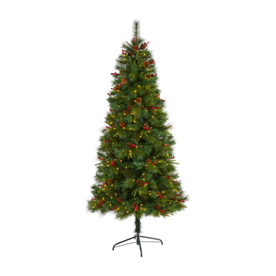 Nearly Natural Mixed Faux 7 Foot Pre-Lit Pine Christmas Tree