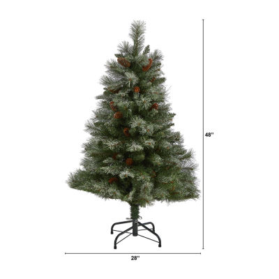 Nearly Natural Snowed Mountain Faux 4 Foot Pine Christmas Tree