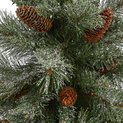 Nearly Natural Snowed Mountain Faux 4 Foot Pine Christmas Tree