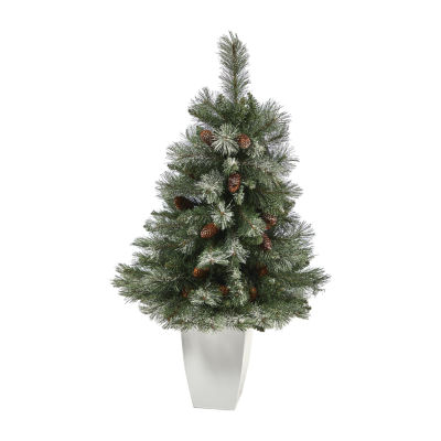 Nearly Natural Snowed Frenchps Faux 3 1/2 Foot Pine Christmas Tree