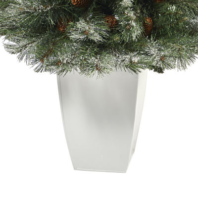 Nearly Natural Snowed Frenchps Faux 3 1/2 Foot Pine Christmas Tree