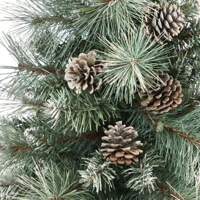 Nearly Natural Frosted Tip Faux 3 1/2 Foot Pre-Lit Pine Christmas Tree