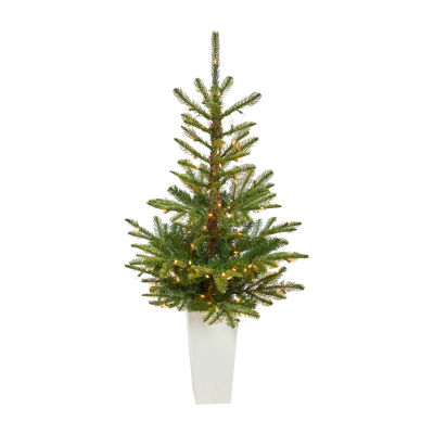 Nearly Natural Layered Washington Faux 4 1/2 Foot Pre-Lit Spruce Christmas Tree