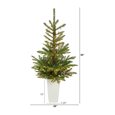 Nearly Natural Layered Washington Faux 4 1/2 Foot Pre-Lit Spruce Christmas Tree