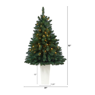 Nearly Natural Northern Rocky Faux 4 Foot Pre-Lit Spruce Christmas Tree