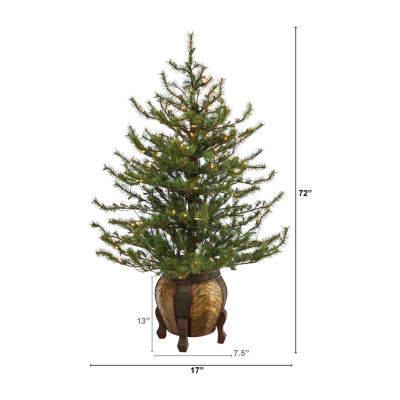 Nearly Natural Vancouver Mountain Faux 4 1/2 Foot Pre-Lit Pine Christmas Tree