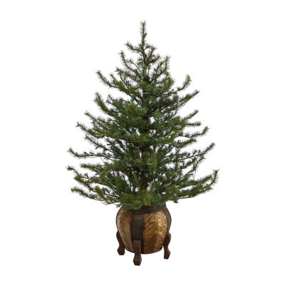 Nearly Natural Vancouver Mountain Faux 4 1/2 Foot Pre-Lit Pine Christmas Tree