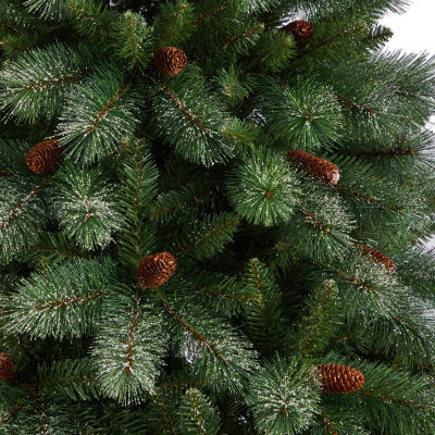 Nearly Natural Snowed Mountain Faux 8 Foot Pine Christmas Tree