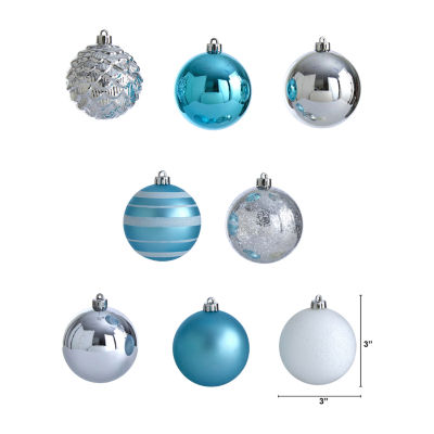 Nearly Natural Shatterproof Tree Blue Box 64-Pc Christmas Ornament