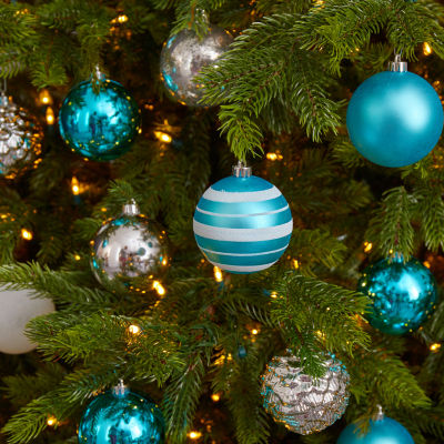 Nearly Natural Shatterproof Tree Blue Box 64-Pc Christmas Ornament