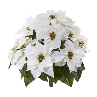 Nearly Natural 2-pc. 24in. Faux Poinsettia Plant White Christmas Tabletop Decor