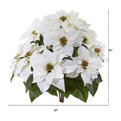 Nearly Natural 2-pc. 24in. Faux Poinsettia Plant White Christmas Tabletop Decor