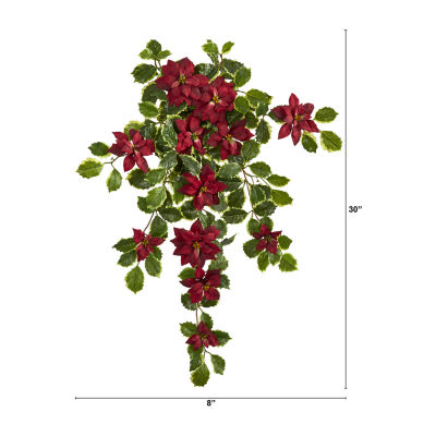 Nearly Natural 2-pc. 30in. Faux Poinsettia Holly Plant Red Christmas Tabletop Decor