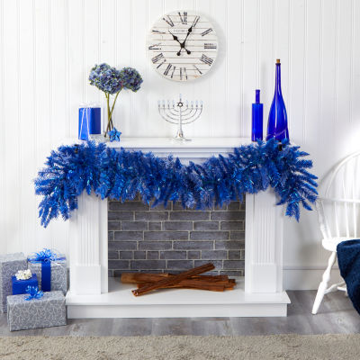 Nearly Natural Blue Lites Pre-Lit Christmas Indoor Garland