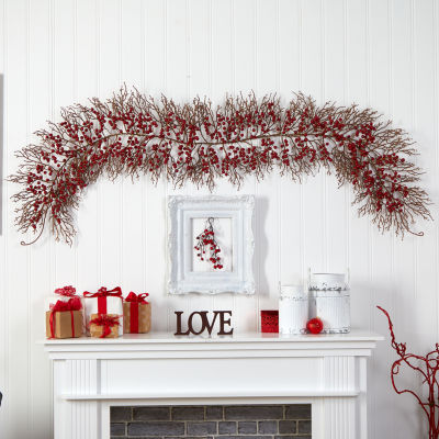 Nearly Natural 6ft. Red Berry Faux Christmas Indoor Garland