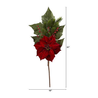 Nearly Natural 3-pc. Poinsettia Artificial Bundle Christmas Tabletop Decor