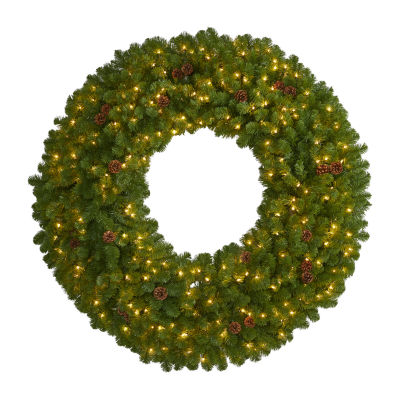 Nearly Natural Giant Faux Indoor Pre-Lit Christmas Wreath