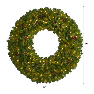 Nearly Natural Indoor Pre-Lit Christmas Wreath