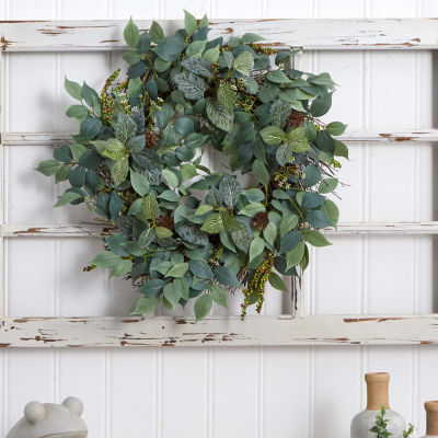 Nearly Natural 23in. Mix Artificial Indoor Christmas Wreath