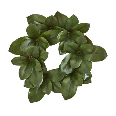 Nearly Natural 22in Magnla Leaf Indoor Christmas Wreath