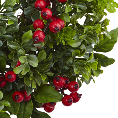 Nearly Natural 24in. Berry Boxwood Wreath