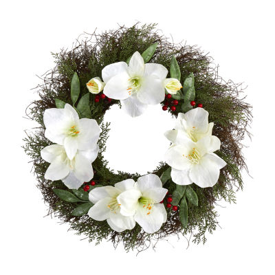 Nearly Natural Artificial Cedar Indoor Christmas Wreath