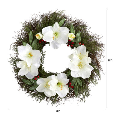 Nearly Natural Artificial Cedar Indoor Christmas Wreath