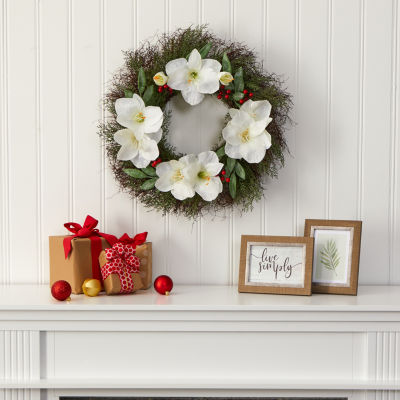 Nearly Natural Artificial Cedar Indoor Christmas Wreath