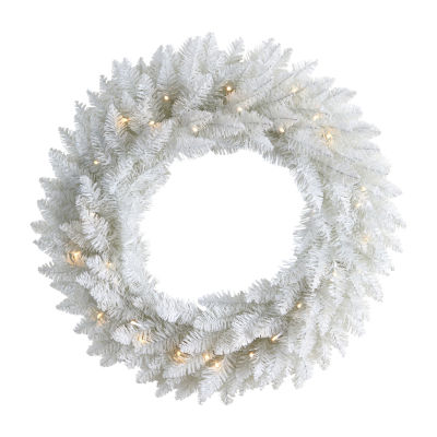 Nearly Natural 24in. Spruce Artificial Indoor Pre-Lit Christmas Wreath