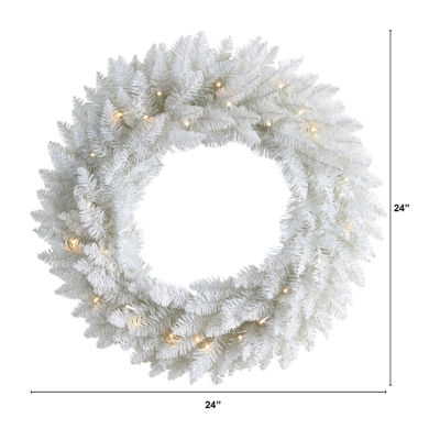 Nearly Natural 24in. Spruce Artificial Indoor Pre-Lit Christmas Wreath