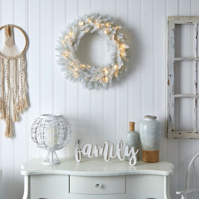 Nearly Natural 24in. Spruce Artificial Pre-Lit Wreath