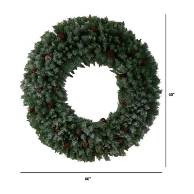 Nearly Natural 60in. Faux Pine Pinecones Indoor Pre-Lit Christmas Wreath