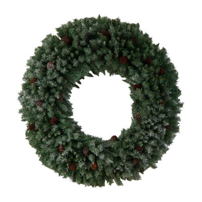 Nearly Natural 60in. Faux Pine Pinecones Indoor Pre-Lit Christmas Wreath