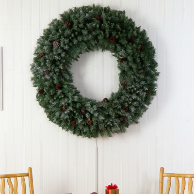 Nearly Natural 60in. Faux Pine Pinecones Indoor Pre-Lit Christmas Wreath