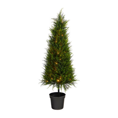 Nearly Natural Cypress Faux 3 1/2 Foot Pre-Lit Christmas Tree