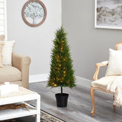 Nearly Natural Cypress Faux 3 1/2 Foot Pre-Lit Christmas Tree