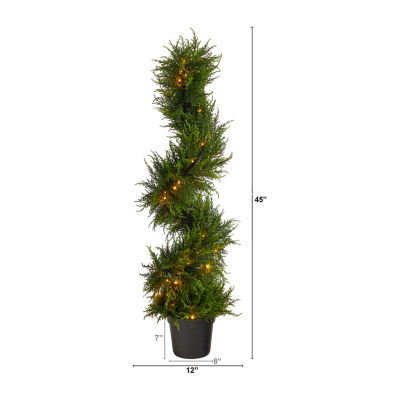 Nearly Natural Spiral Cypress Faux 3 1/2 Foot Pre-Lit Christmas Tree