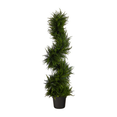 Nearly Natural Spiral Cypress Faux 3 1/2 Foot Pre-Lit Christmas Tree