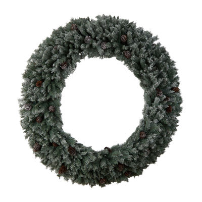 Nearly Natural 72in. Faux Pine Pinecones Indoor Pre-Lit Christmas Wreath