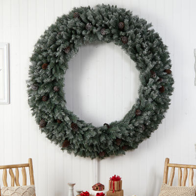 Nearly Natural 72in. Faux Pine Pinecones Indoor Pre-Lit Christmas Wreath